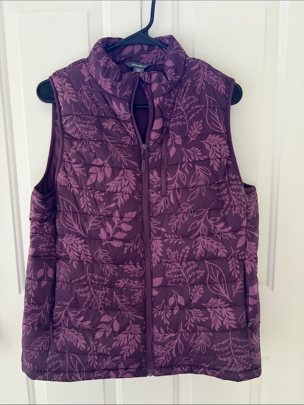 Eddie Bauer Floral Quilted Vest in Plum